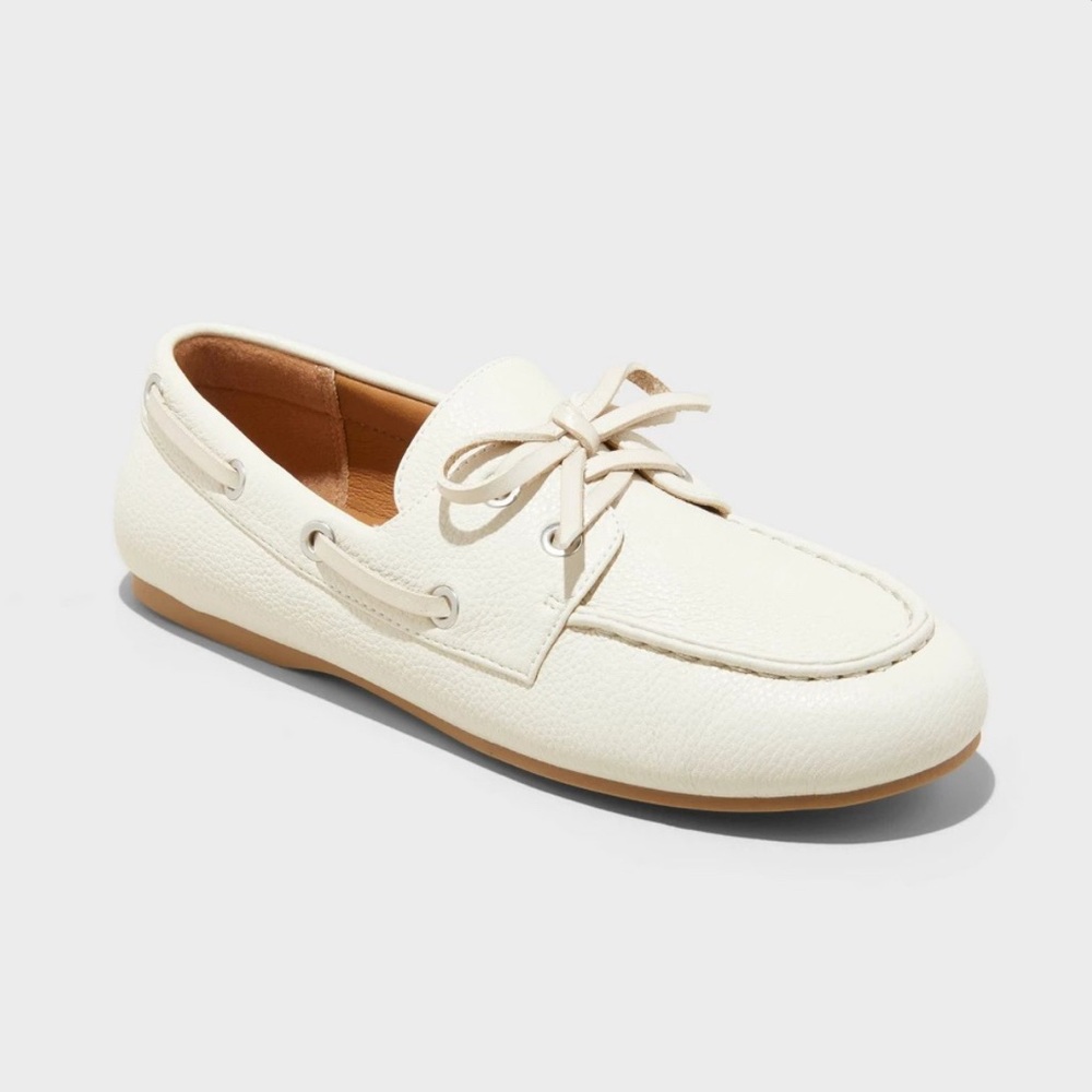 Women's Midge Boat Shoe Flats Memory Foam Insole Universal Thread™ Off-White 7.5